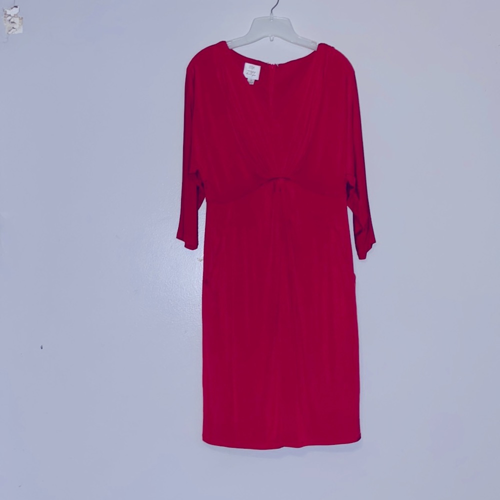 Suzi Chin Burnt Orange Comfortable Front Gathered Comfortable Dress Pockets